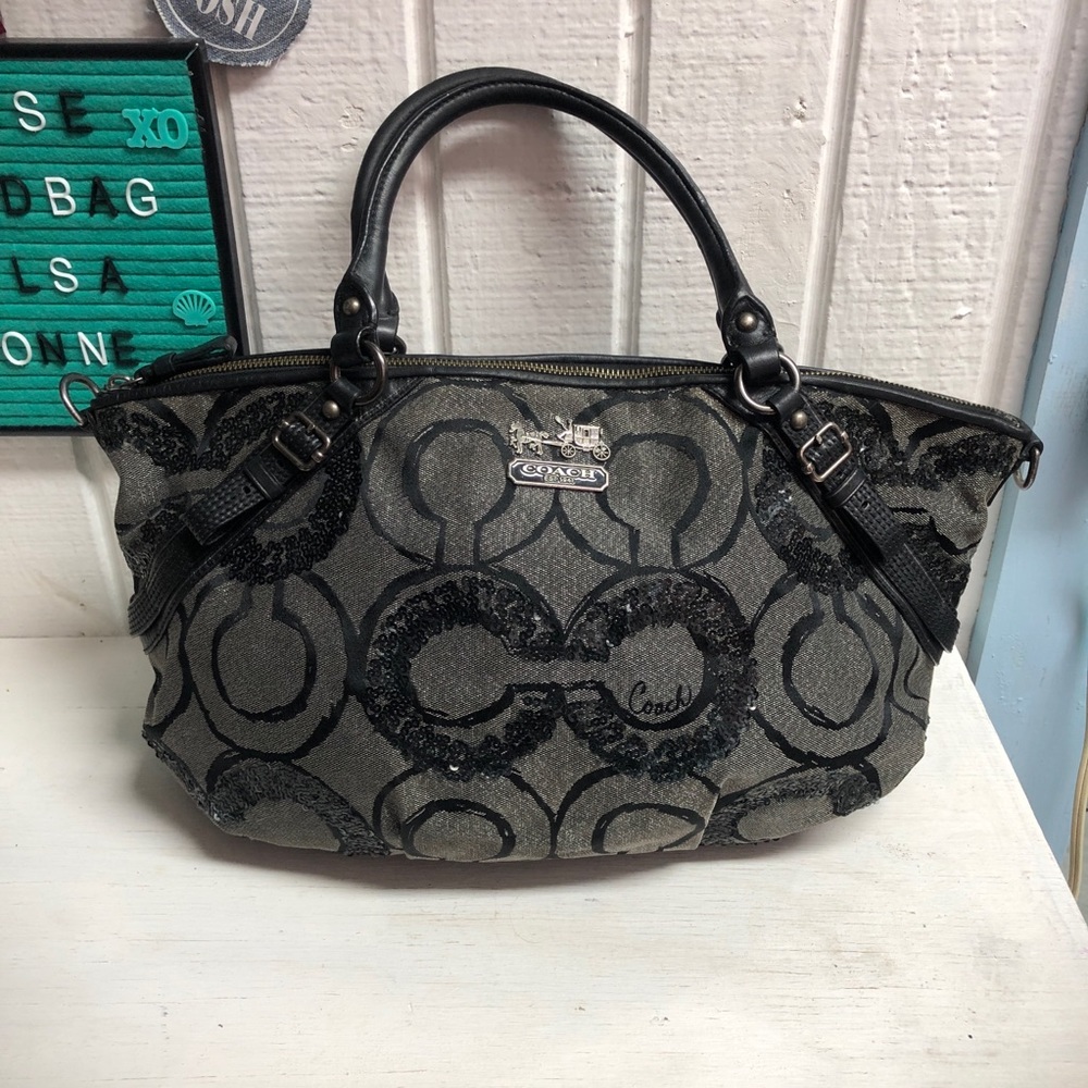 Coach Madison OP Art Sophia Satchel Sequins